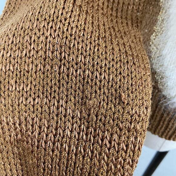 Vintage Christine Geometric Design Sweater Brown Cream Angora 80s Work Size S - Picture 6 of 10